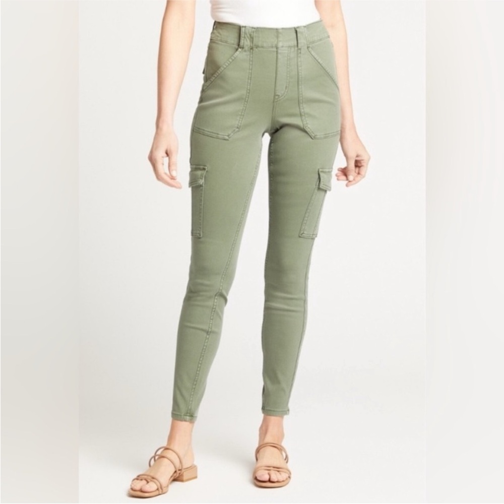 SPANX Stretch Twill Ankle Cargo Pant Size Large Gray/green